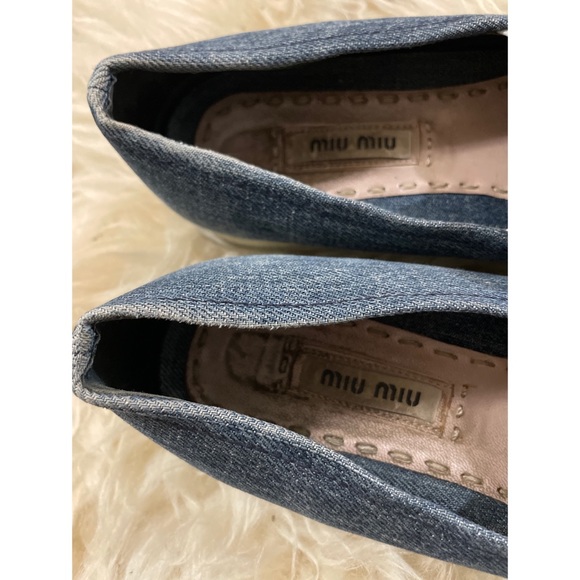 Miu Miu Denim Metal Toe Cap Sneakers - Picture 7 of 11